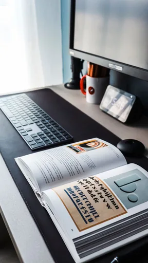 Typography spread open on a desk beside a keyboard